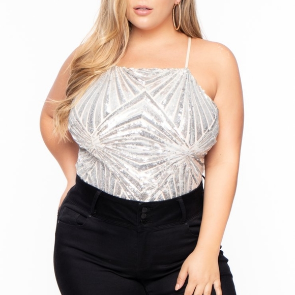 Trac Nude Silver Sequin Bodysuit - Picture 3 of 8